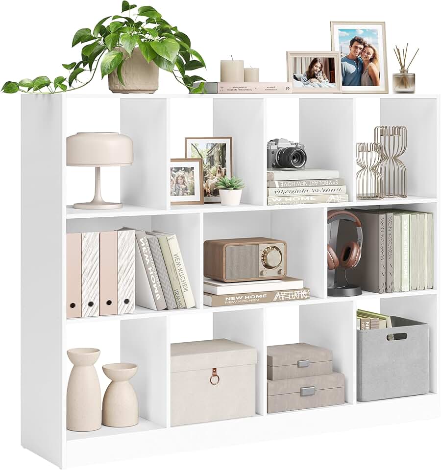 VASAGLE - bibliothèque modulable 30x126x100cm, 11 compartiments, blanc LBC054T14