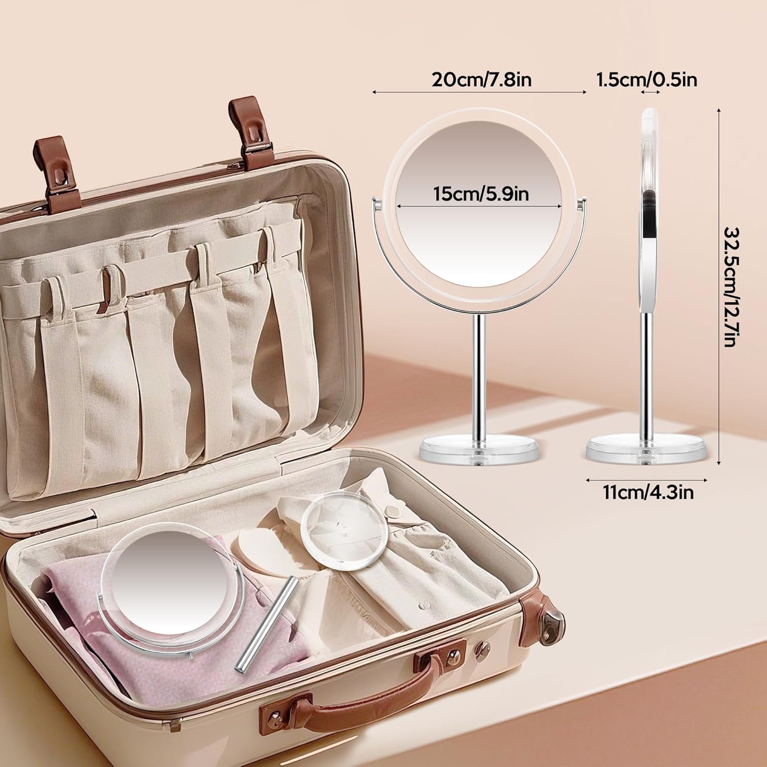 Miroir grossissant sur pied - double face 30x/1x - idéal chambre salle de bain