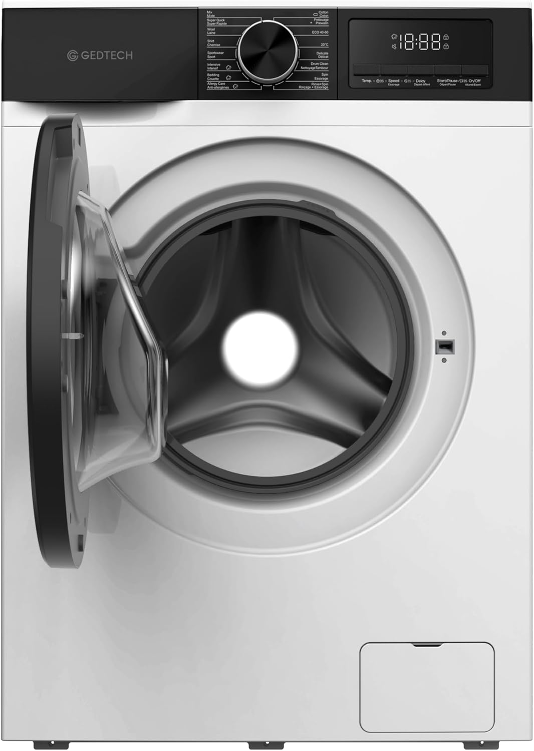GEDTECH - Lave-linge frontal, 9kg, 1400tr/min, 16 programmes, GLL91400WH