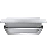 Hermitlux Hotte Aspirante 60cm, Encastrable/Télescopique, 360m³/h, Évacuation & Recyclage, Éclair...