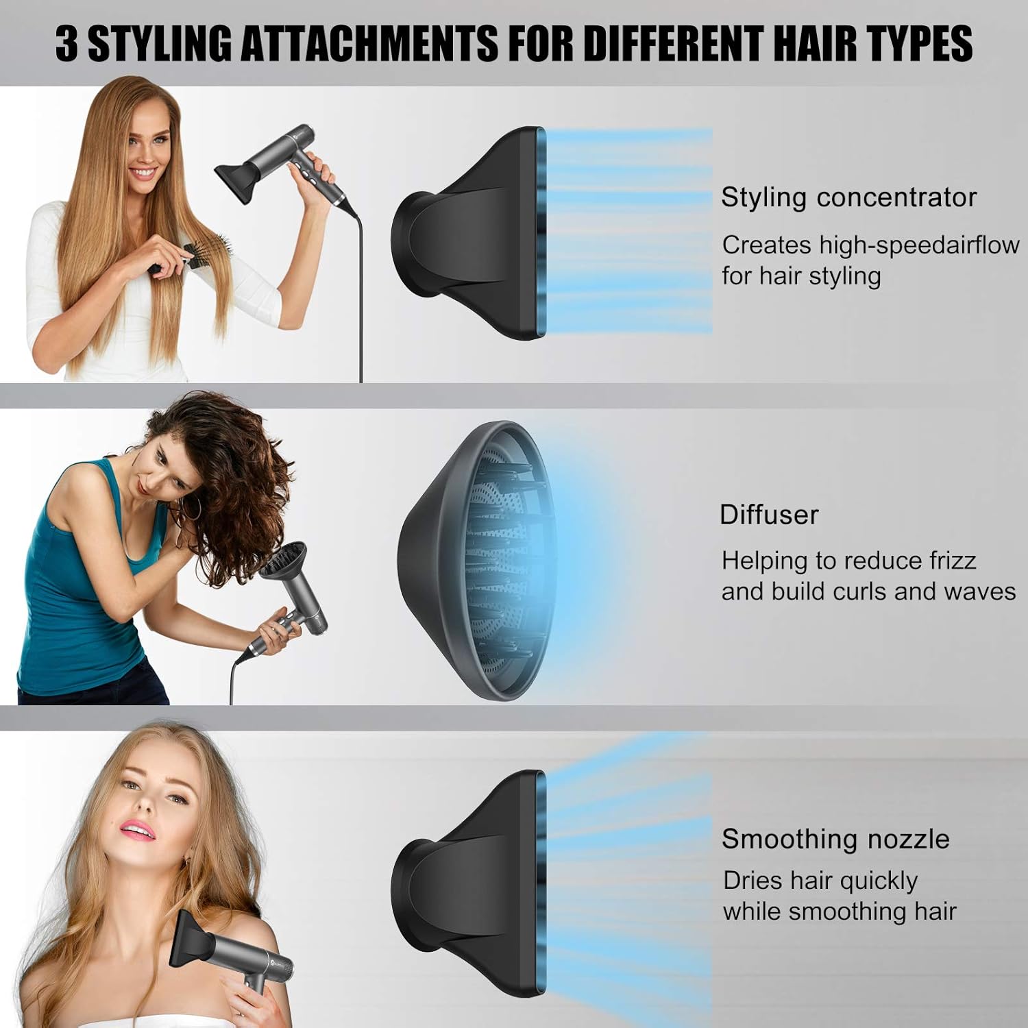Slopehill - Sèche-cheveux Pro - 268g, 2000W - moteur sans balais, micro-filtre, Oxy Active, LED