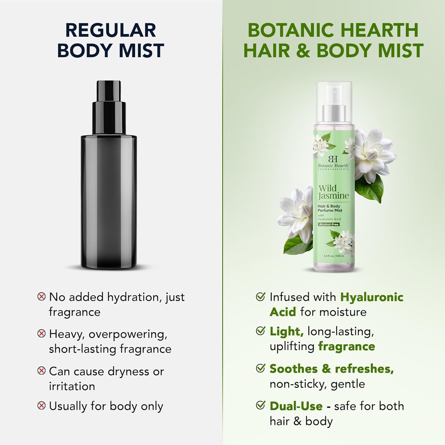 Botanic Hearth - Brume jasmin 100ml - cheveux et corps, longue durée