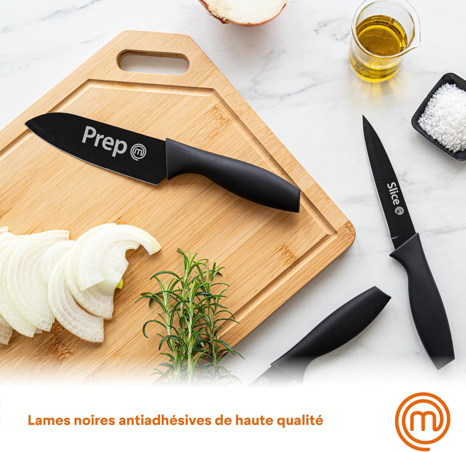 MasterChef - Set Couteaux Cuisine - acier inox, manche ergo, antiadhésif