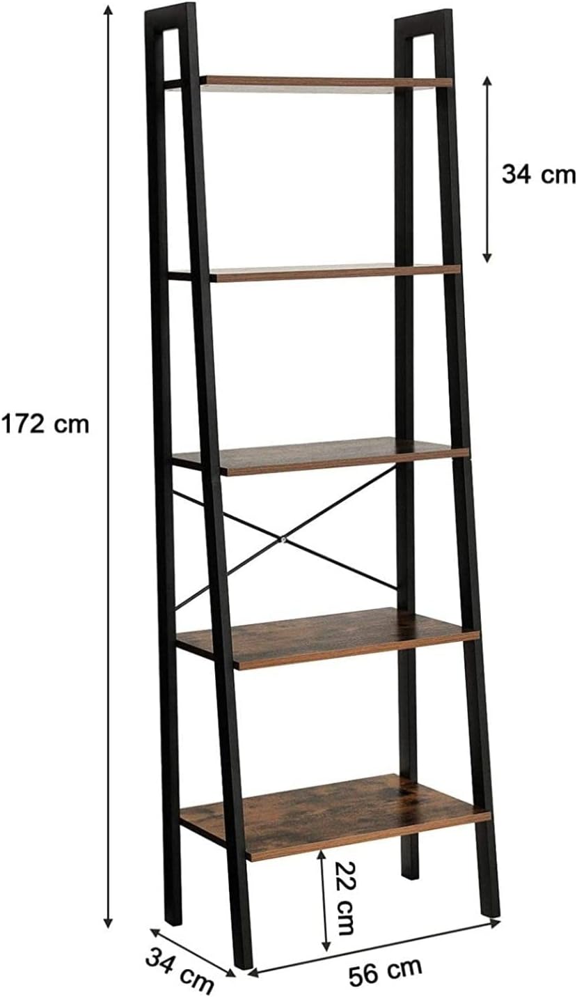 VASAGLE - étagère échelle industrielle 5 niveaux - acier/marron - LLS45X