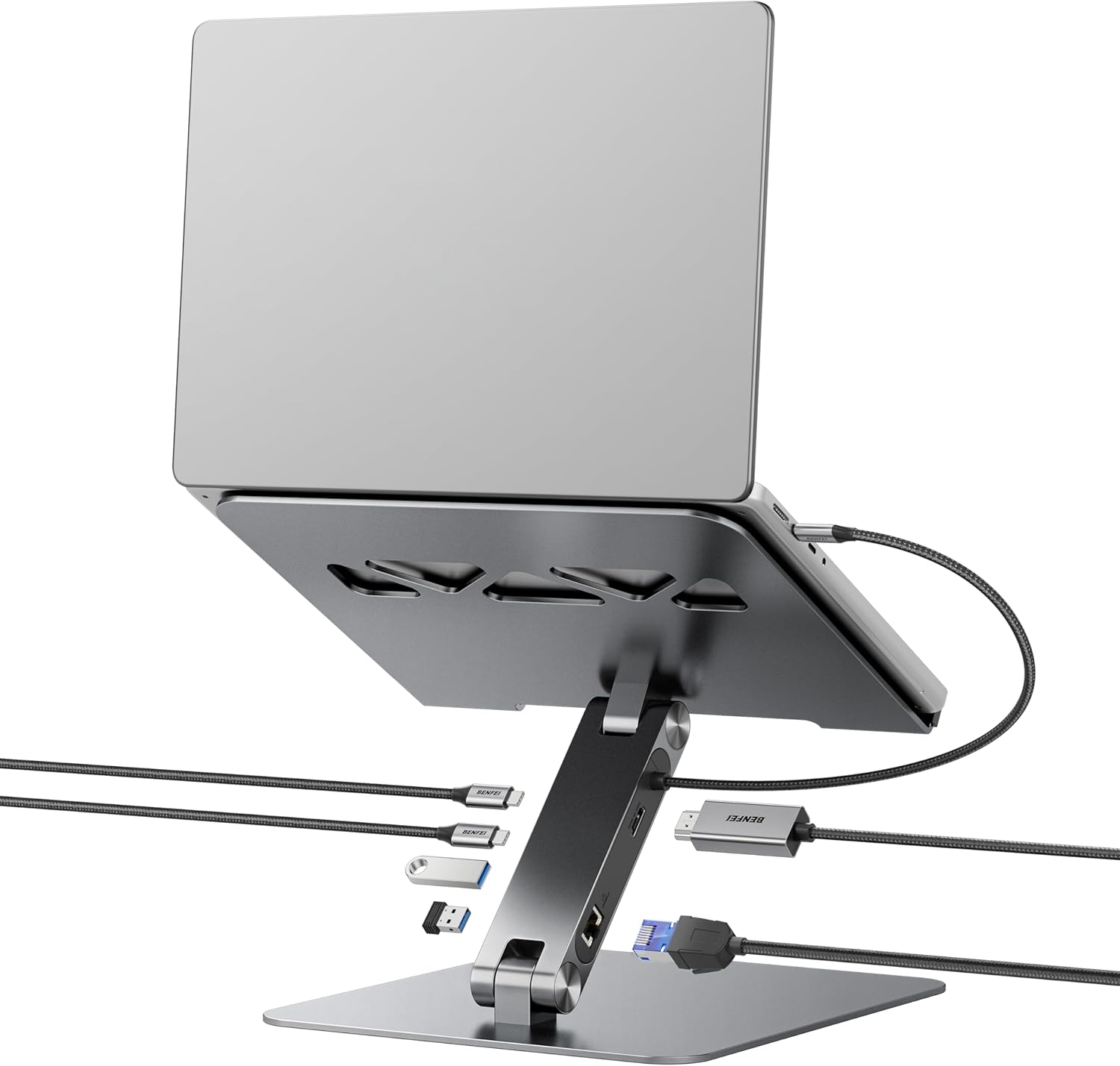 BENFEI - Support PC portable 6-en-1, HDMI 4K, USB-C, Ethernet, 100W PD