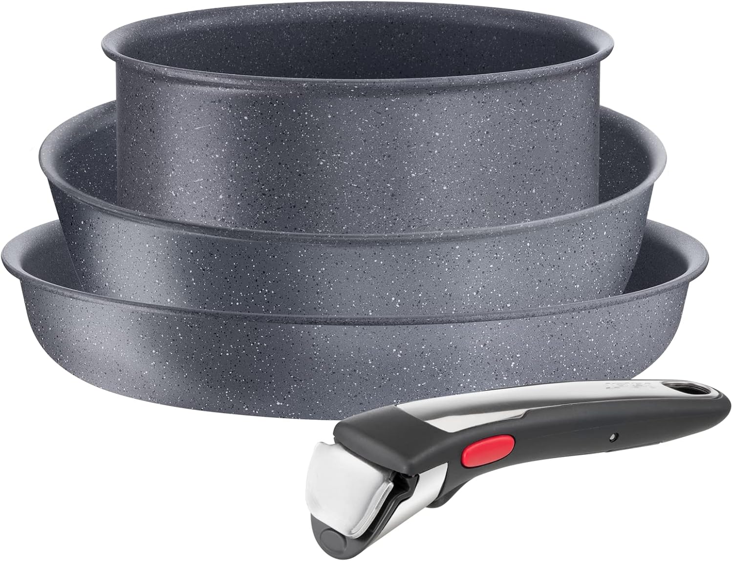 Tefal - Ingenio Natural On - 2 poêles, 1 casserole, poignée amovible, induction, antiadhésif, empilable, L7669402