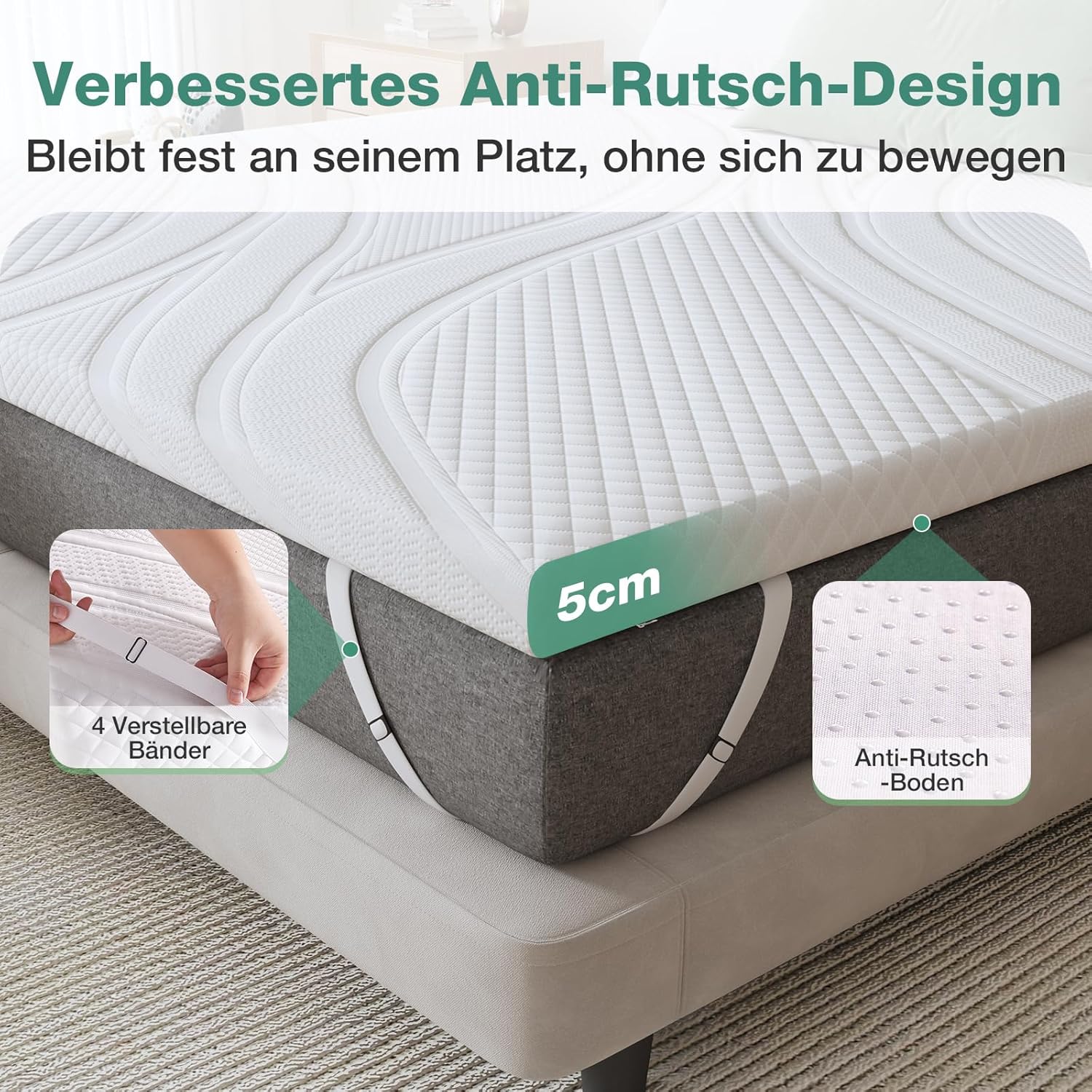 Novilla - Surmatelas Gel Mémoire - 160x190 - 5cm, Confort, Antidérapant