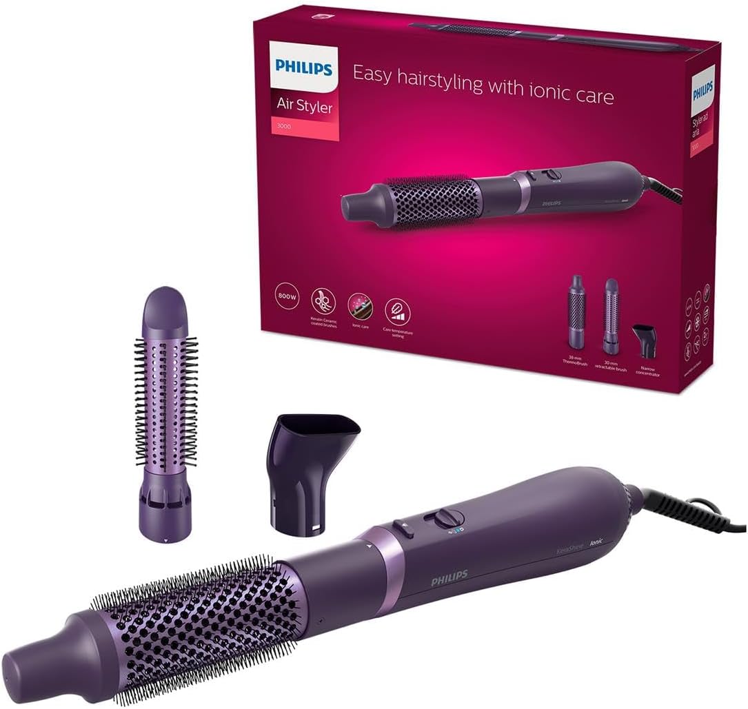 Philips - Série 3000 - brosse soufflante céramique kératine, ionique, 3 accessoires - BHA305/00