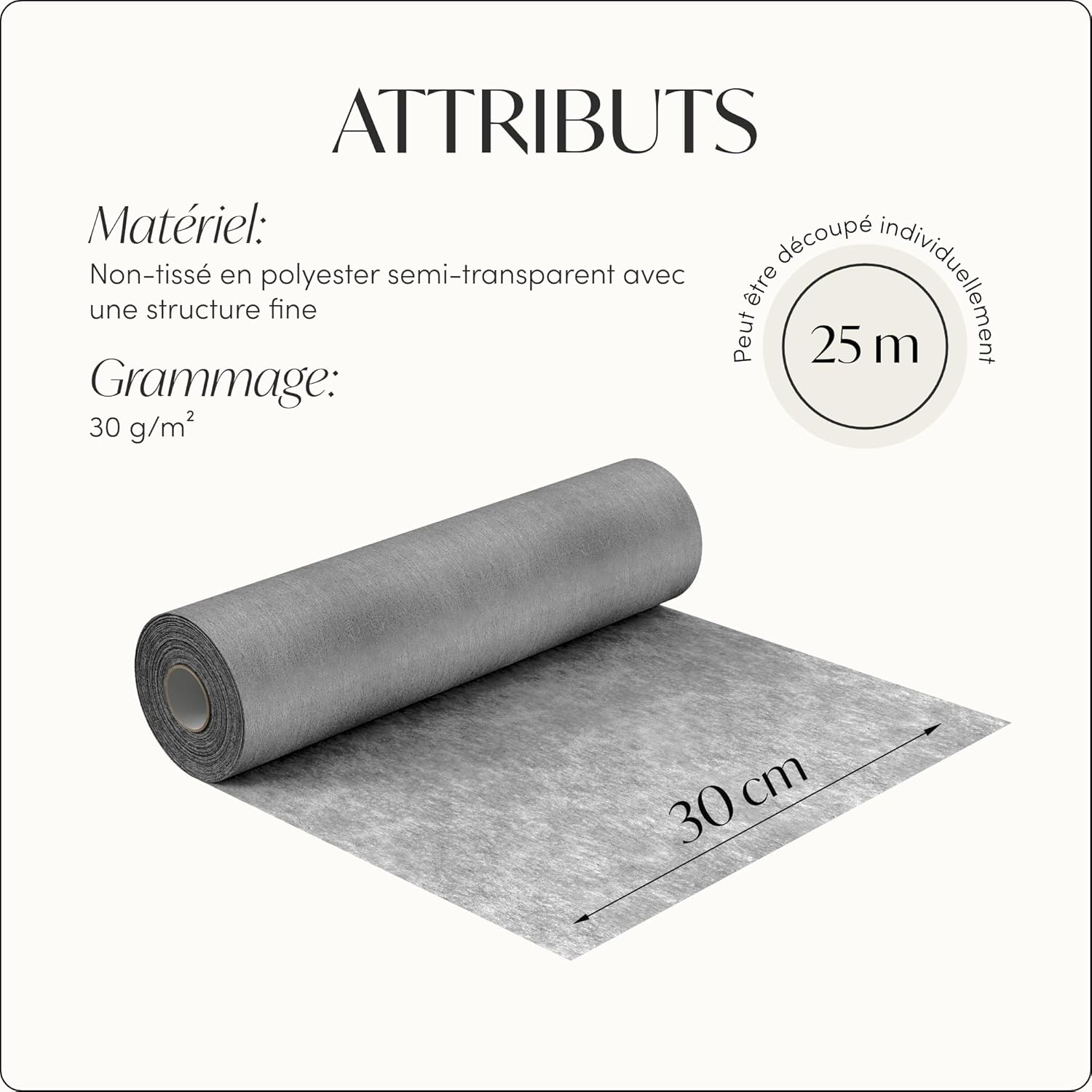 100%Mosel - Chemin de table non-tissé anthracite - 30x2500cm - décorations événements