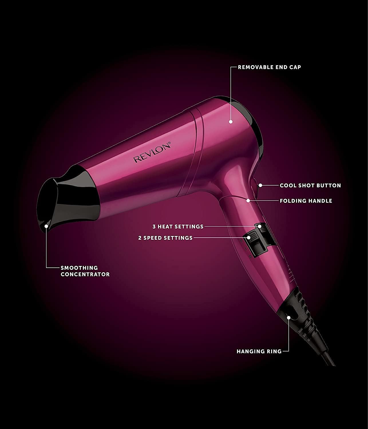 Revlon - sèche-cheveux Perfect Heat, 2200W, manche pliable, Frizz Fighter - RVDR5229