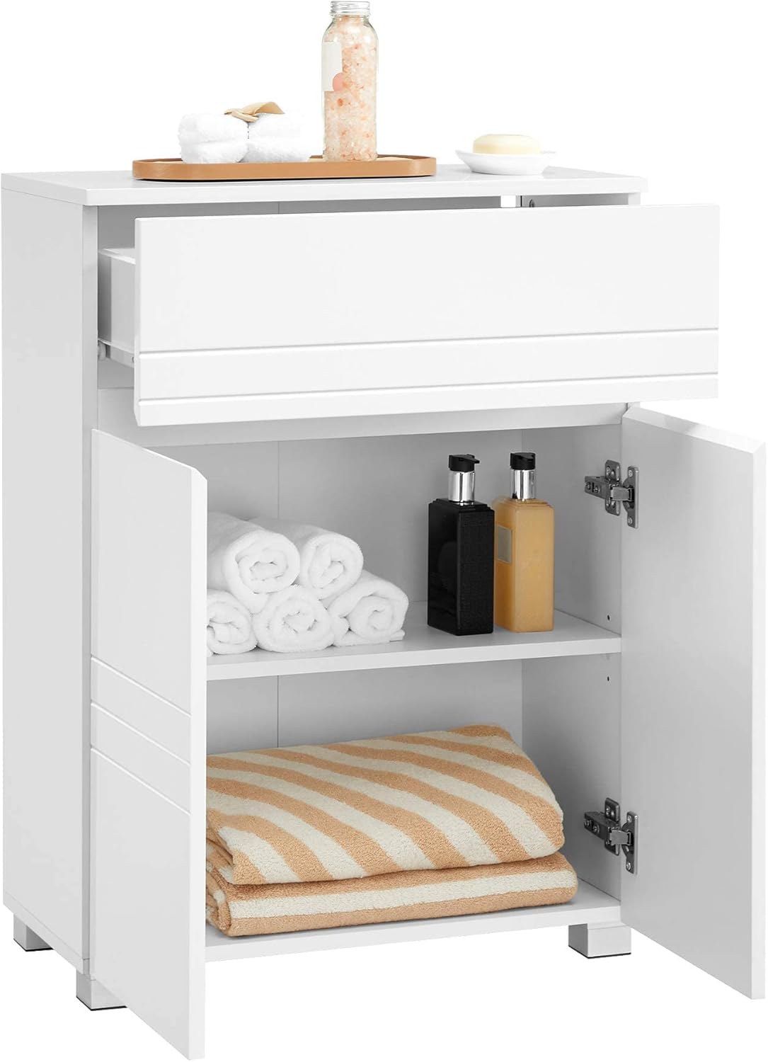 VASAGLE - meuble salle de bain, 60x30x80 cm, tiroir, portes, BBK140W01