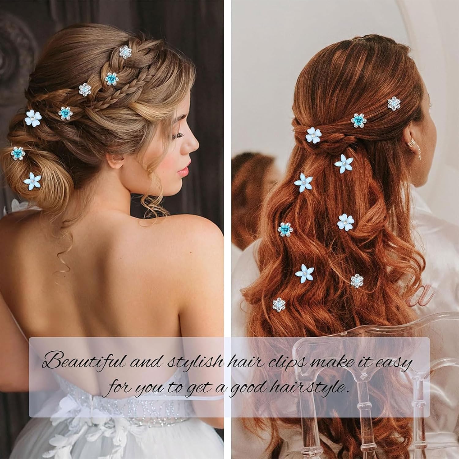 Pinces à cheveux - lot de 20 - mini fleurs strass métal, mariage, barrettes