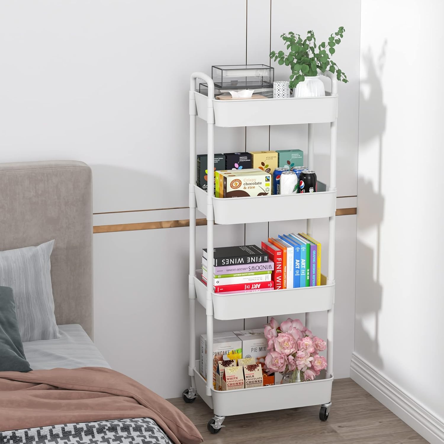 Sywhitta - chariot roulant 4 couches, 39x29x104cm, rangement mobile