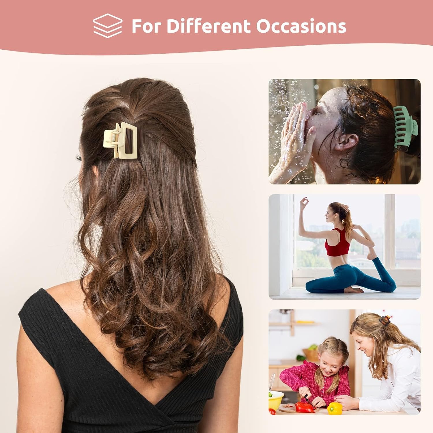 Pinces à cheveux - double dents, 4 grandes 4 moyennes, multicolore