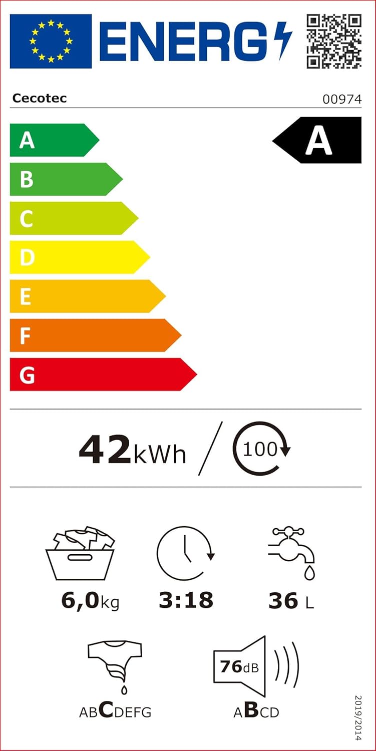 Cecotec - Bolero DressCode 6150 - 6 kg - 1000 tr/min, 12 programmes