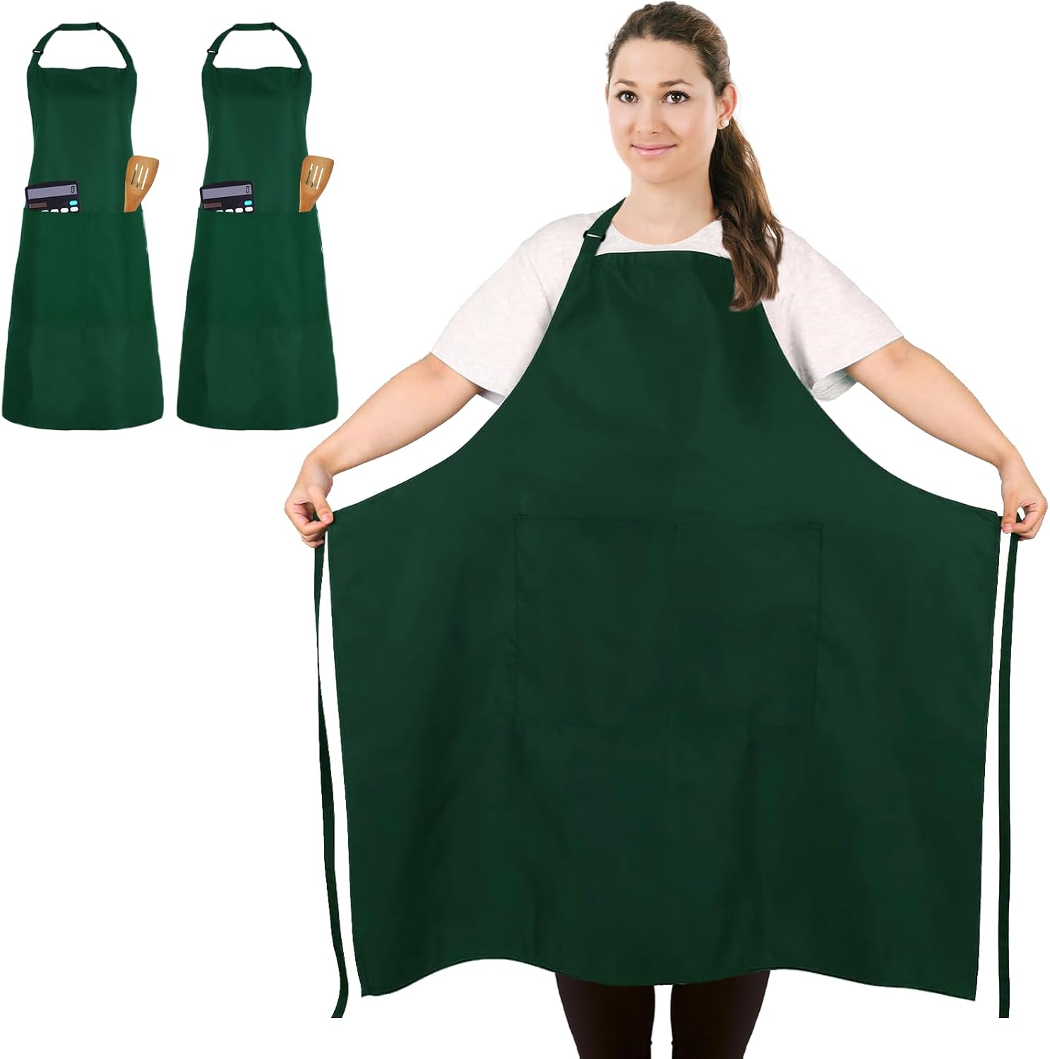 Tablier de chef - 2 pièces, unisexe, grandes tailles, 2 poches, cuisine