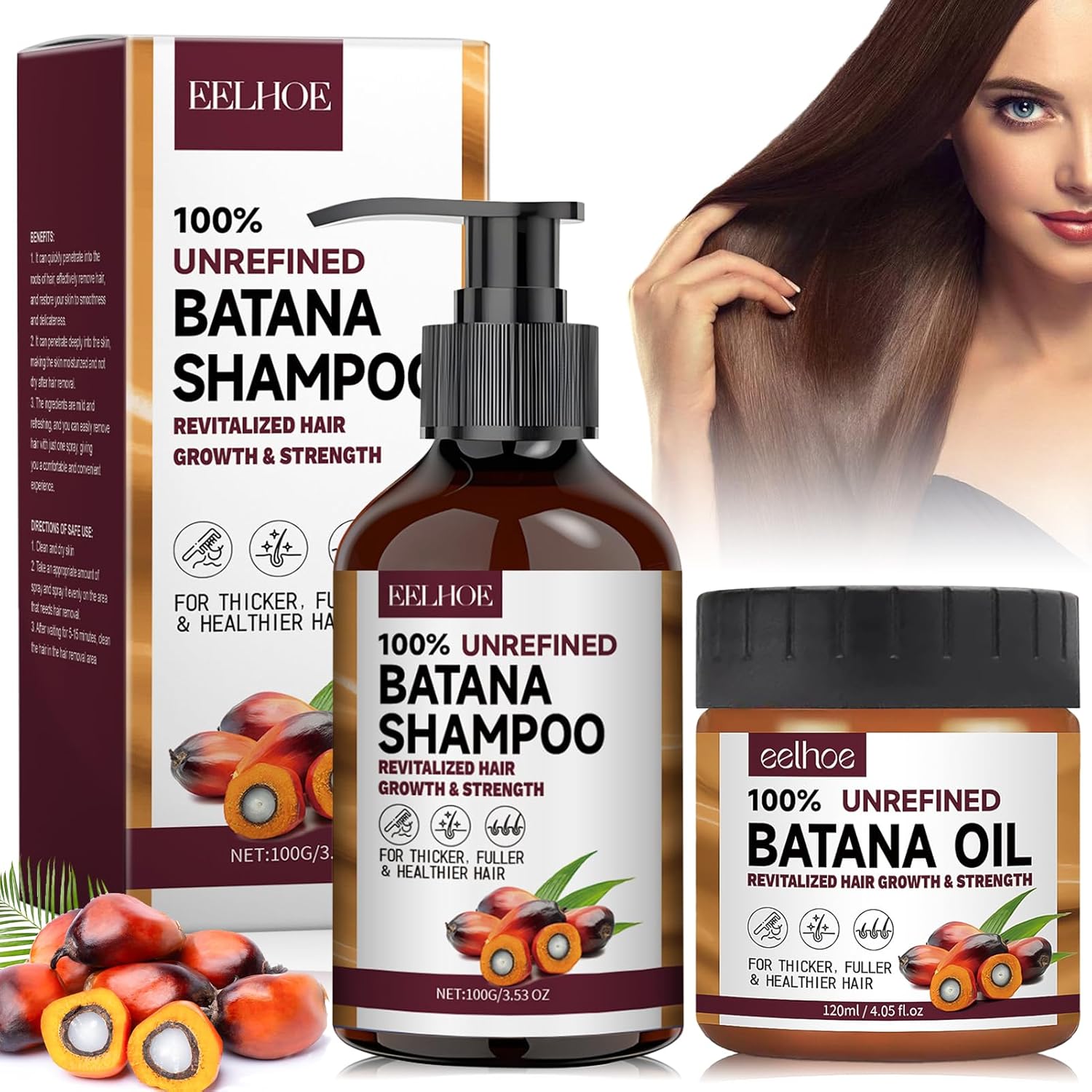 Shampoing et après-shampoing - soin croissance cheveux - huile Batana - réparation intense