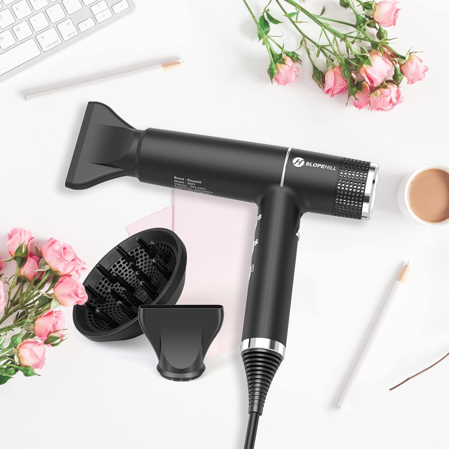 Slopehill - Sèche-cheveux pro, 268g, moteur sans balais, 2000W