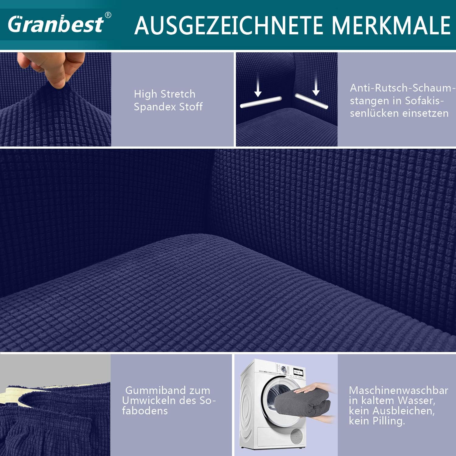 Granbest - housse canapé jacquard extensible - salon - protection animaux
