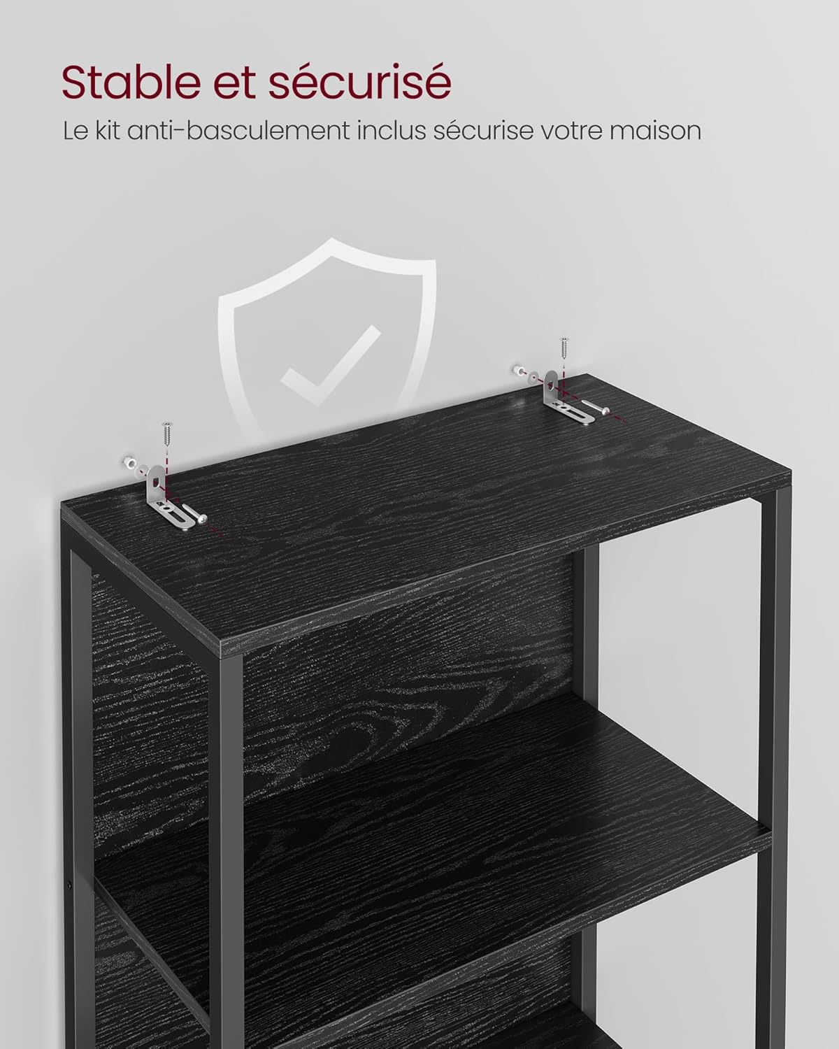 VASAGLE - bibliothèque 6 niveaux, LED, acier, 30,3x60x178,6 cm, LLS120B57