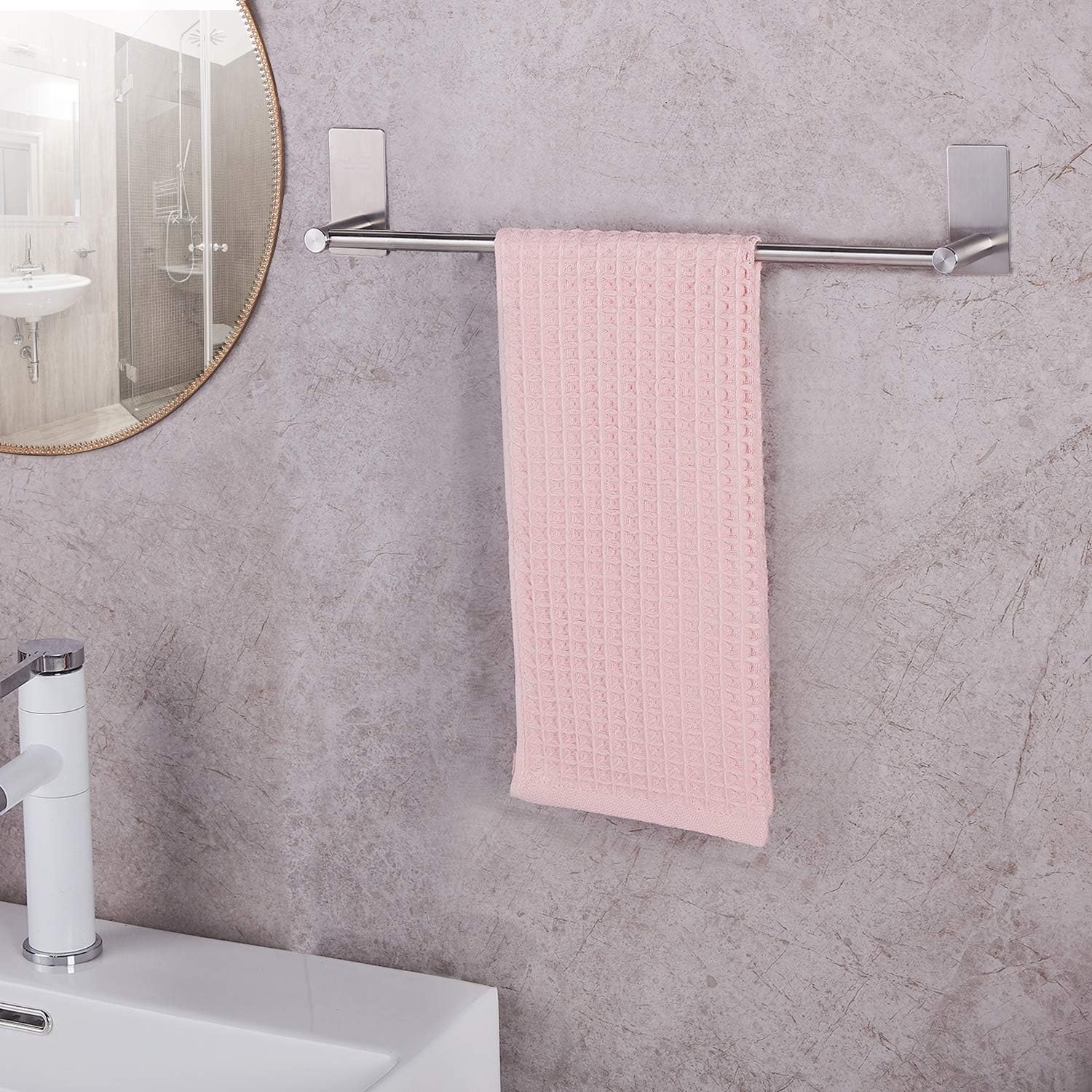 JS Porte-serviettes mural 30cm inox 304, auto-adhésif, sans perçage