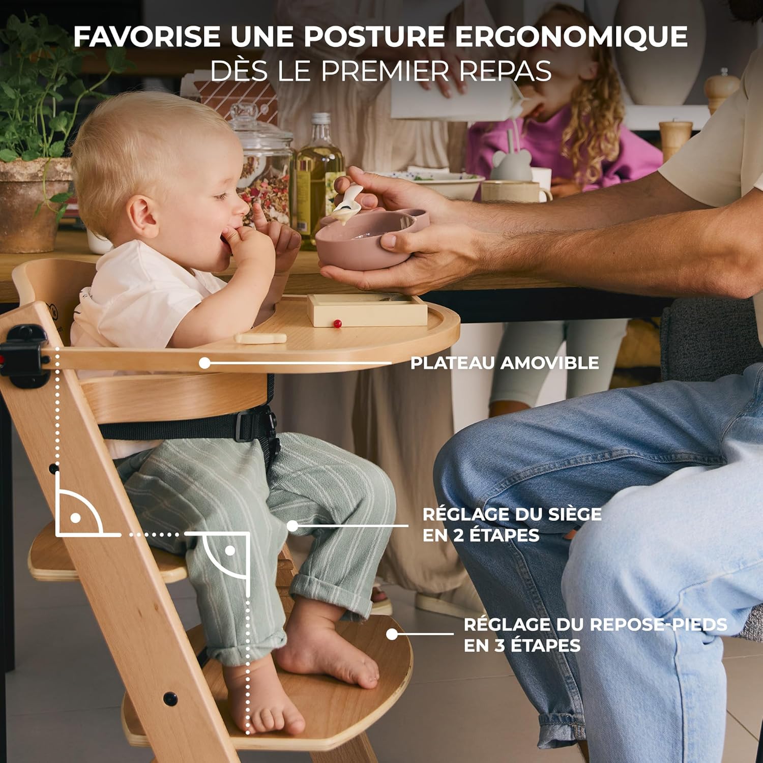 Kinderkraft - ENOCK + CALMEE - bois naturel - évolutive, solide, réglable