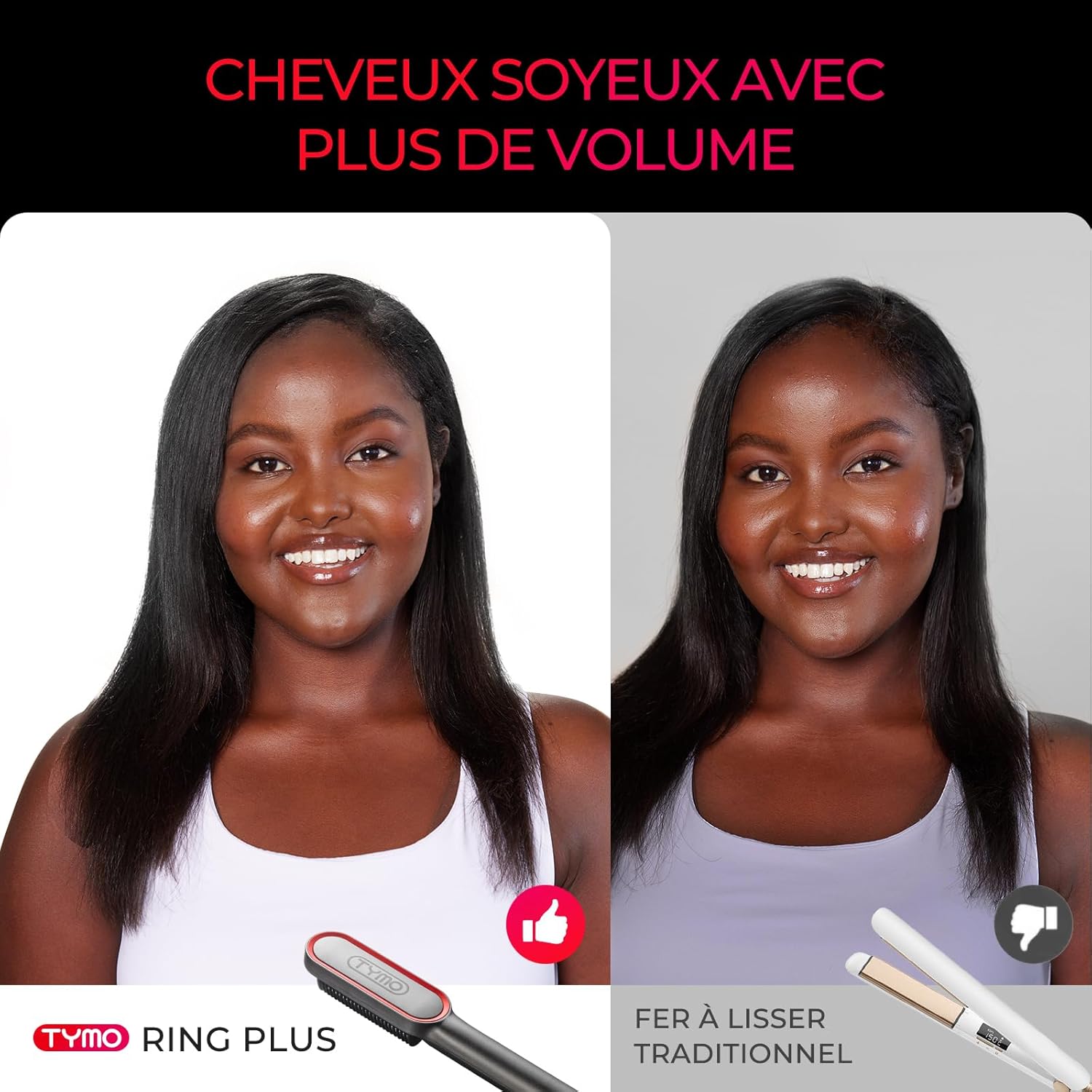 TYMO - Ring Plus - Brosse lissante, 9 températures, ions négatifs, LCD, 120-210°C
