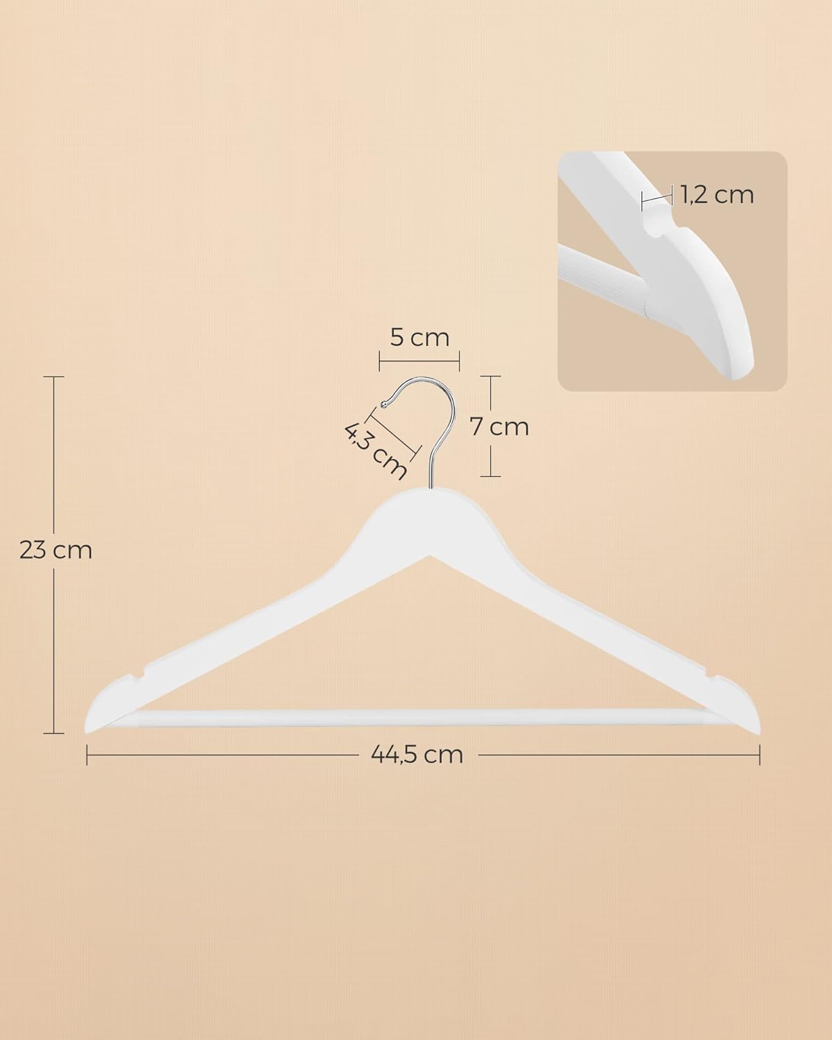 SONGMICS - cintres bois, lot de 20, antiglisse, pivotant 360°, CRW03W-20