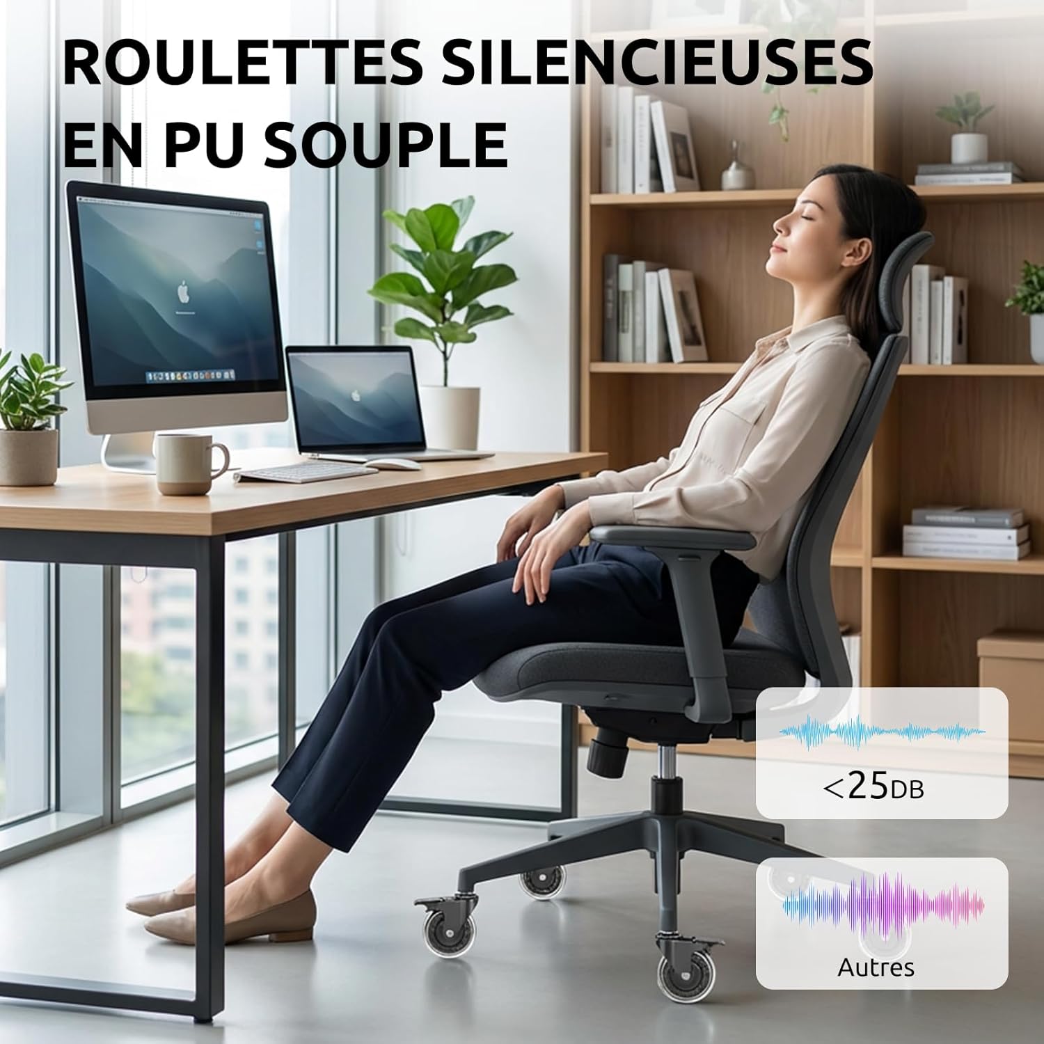 COSYLAND - Set de 5 roulettes 11x22 mm - frein, sols protégés, durable