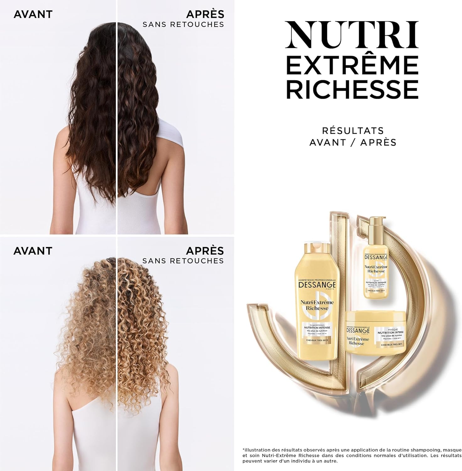 DESSANGE - Nutri-Extrême Richesse - 280ml - masque nutrition intense, peptides & huile de lin, cheveux très secs
