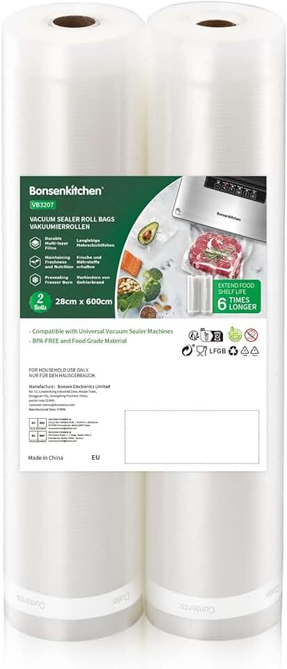 Bonsenkitchen - rouleaux sous vide 28x600cm - sans BPA, conservation aliments VB3207