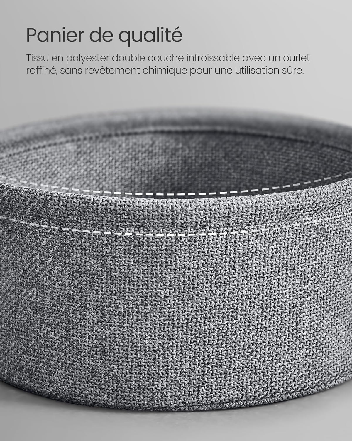 VASAGLE - table basse ronde compacte - rangement tissu intégré - LET223B01