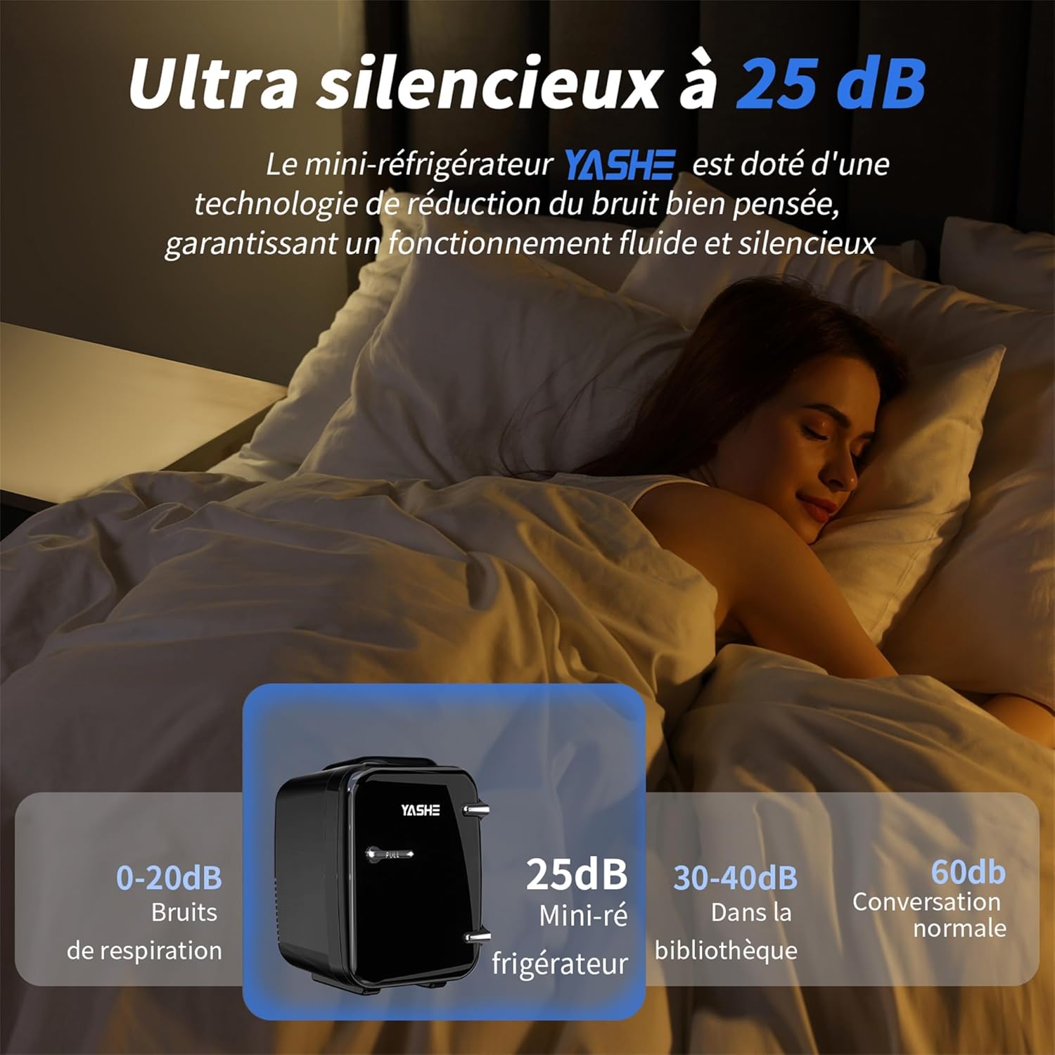 YASHE - mini frigo 4L - compact, thermoélectrique, CA/CC, 6 canettes