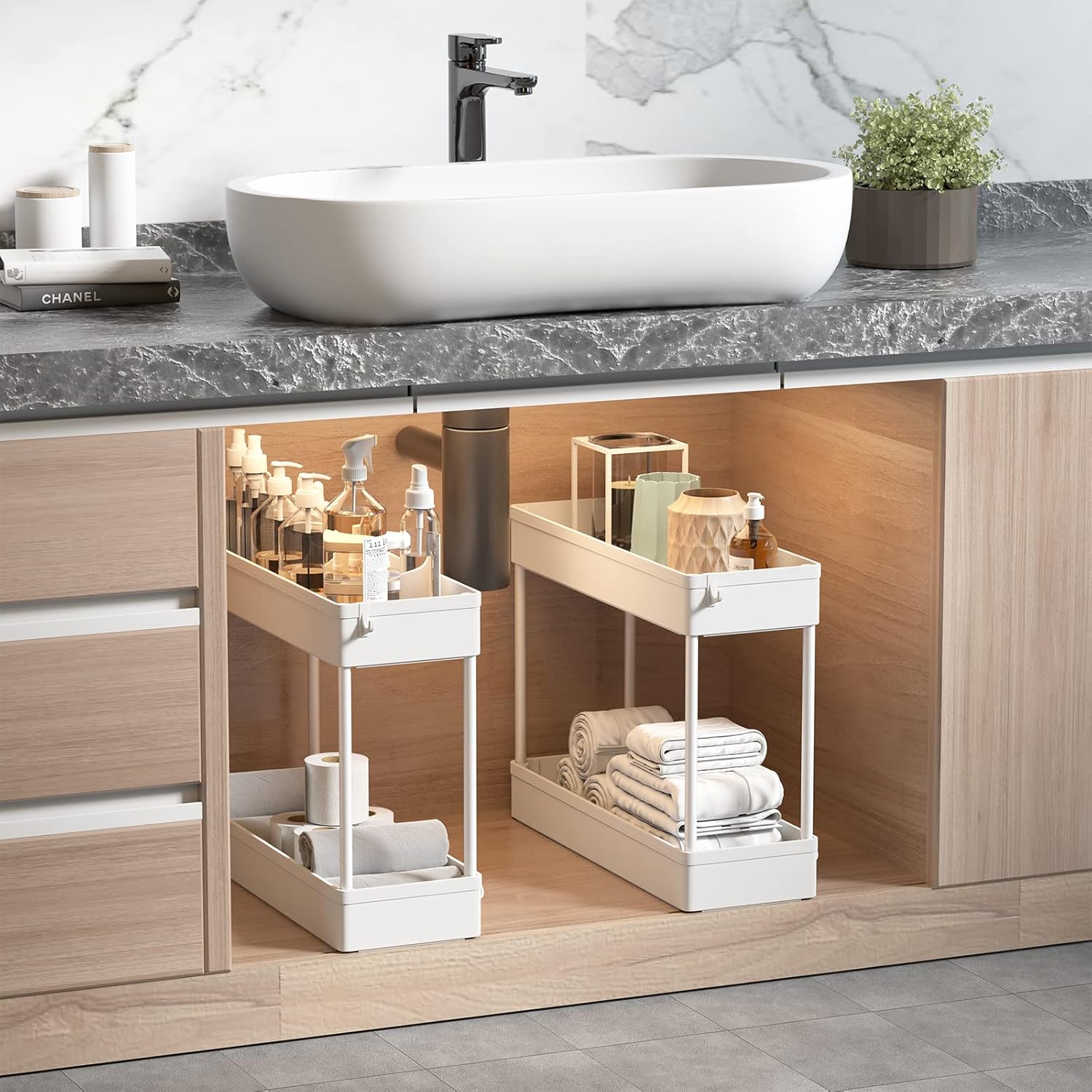 SOLEJAZZ - Chariot rangement 4 étagères plastique blanc compact - SOLEJAZZ