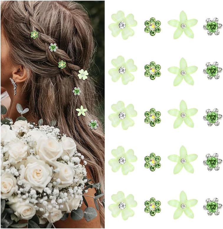 Pinces à cheveux - lot 20 pièces - métal strass fleurs, mini barrettes décoratives, mariage