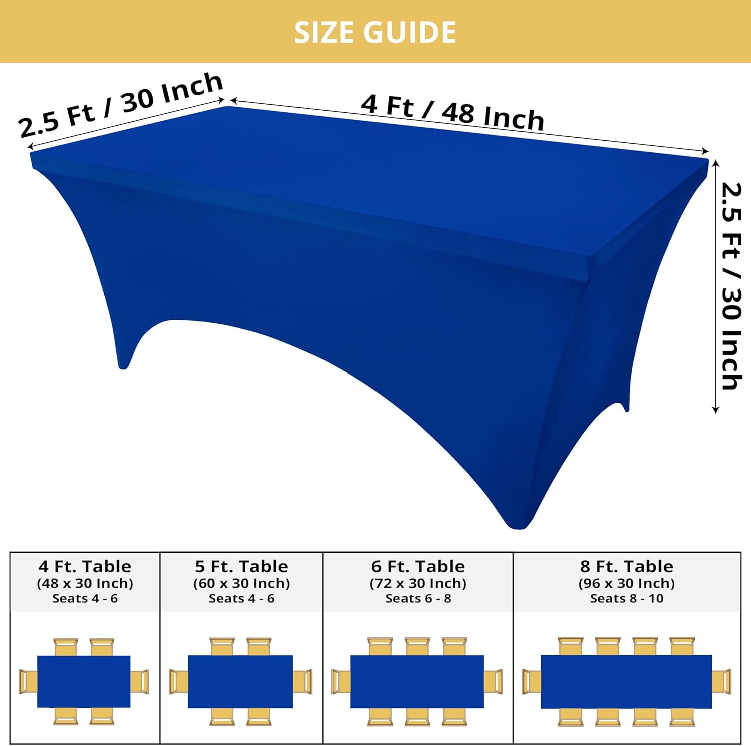 Utopia Kitchen - nappe extensible - 122 cm - polyester/spandex, lavable, infroissable, lot de 2, bleu