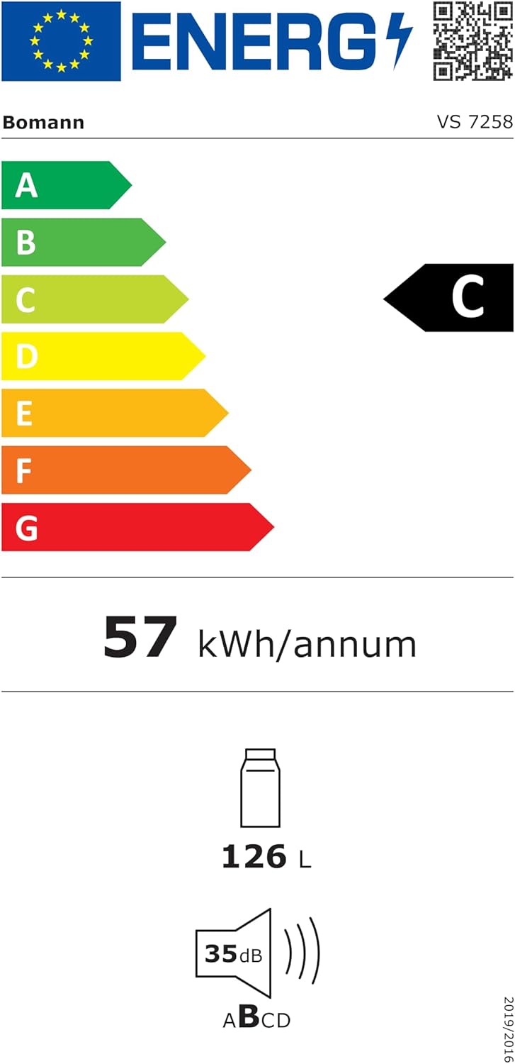 Bomann - VS7258 - 126L inox, classe C, compact, réfrigérateur économique