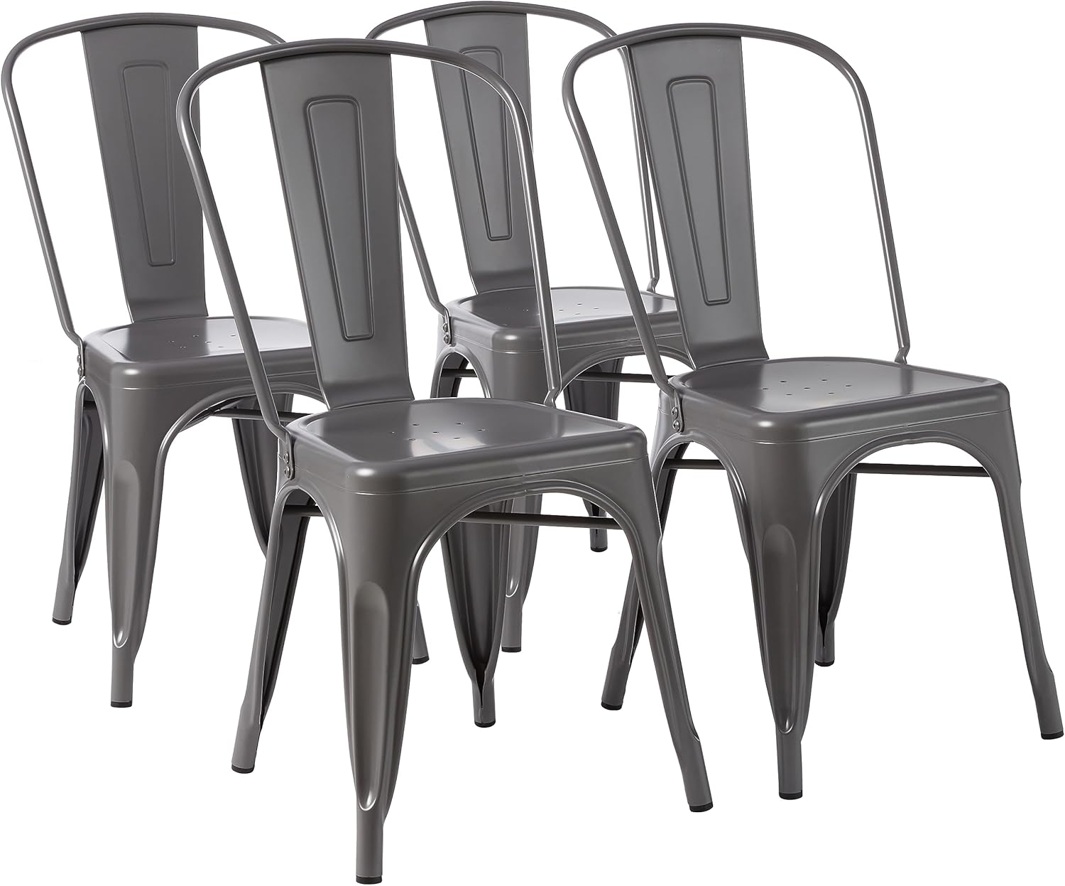 melyano Basics - lot de 4 chaises empilables métal - 51x43x85 cm - dossier bistrot, intérieur/extérieur