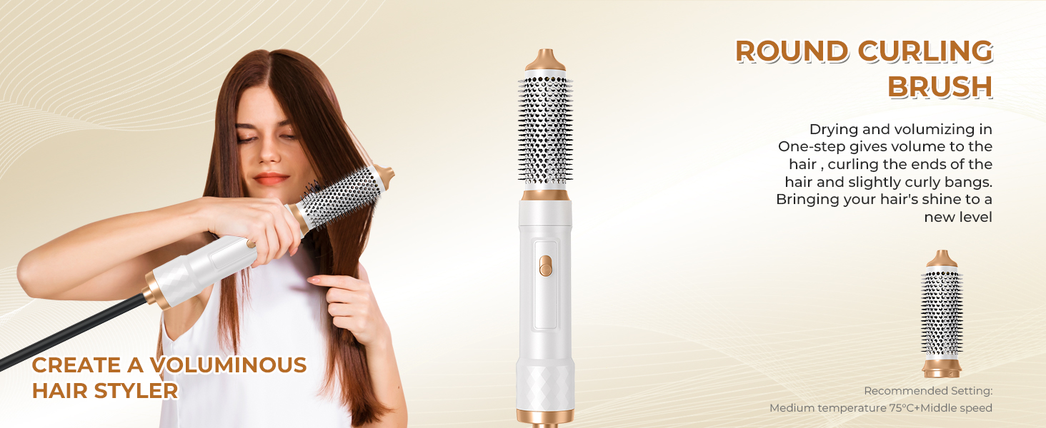 pour la coiffure. Personne utilisant un pinceau pour créer du volume. Le panneau latéral affiche les détails du pinceau et les instructions de style.