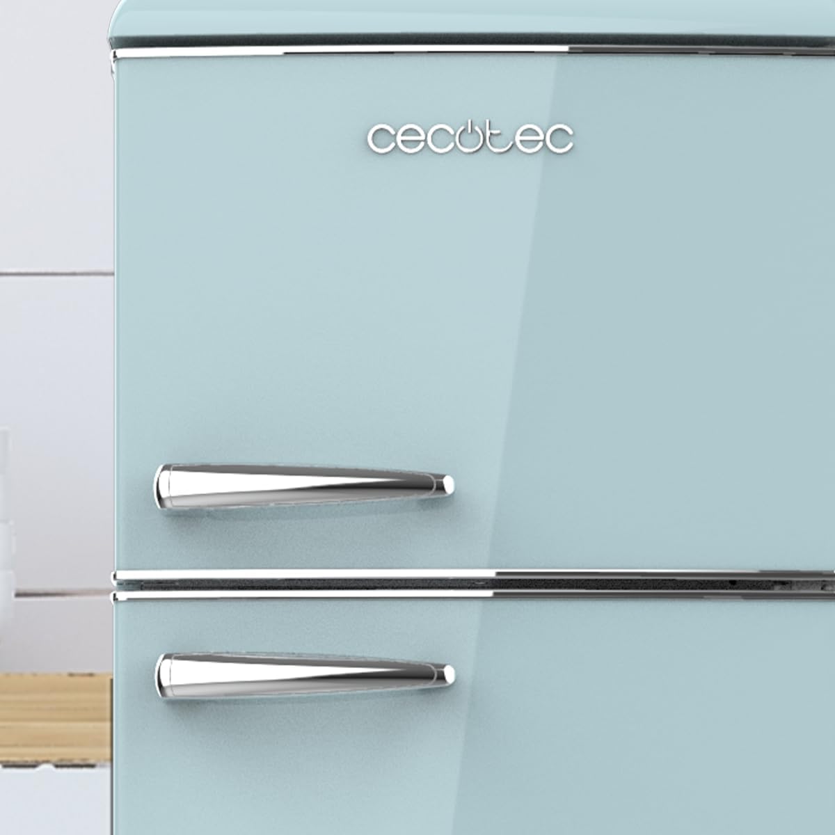 Cecotec - Bolero CoolMarket 2D Origin - 148,2x55,2 cm - rétro, 215 L, LED, poignée chromée, étagères verre