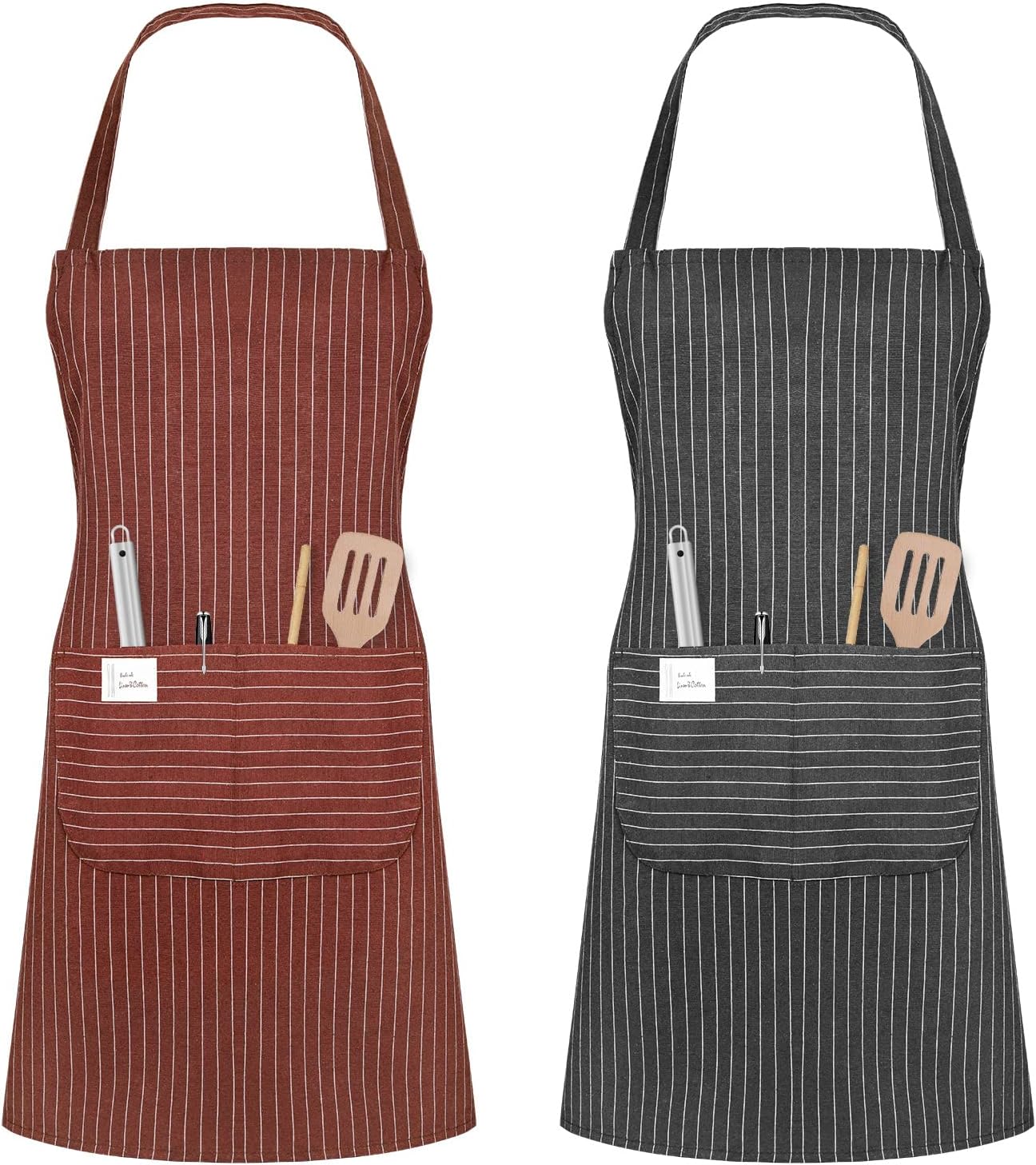 Vicloon - tabliers cuisine réglables - 2 pièces - étanches, poches, unisexe