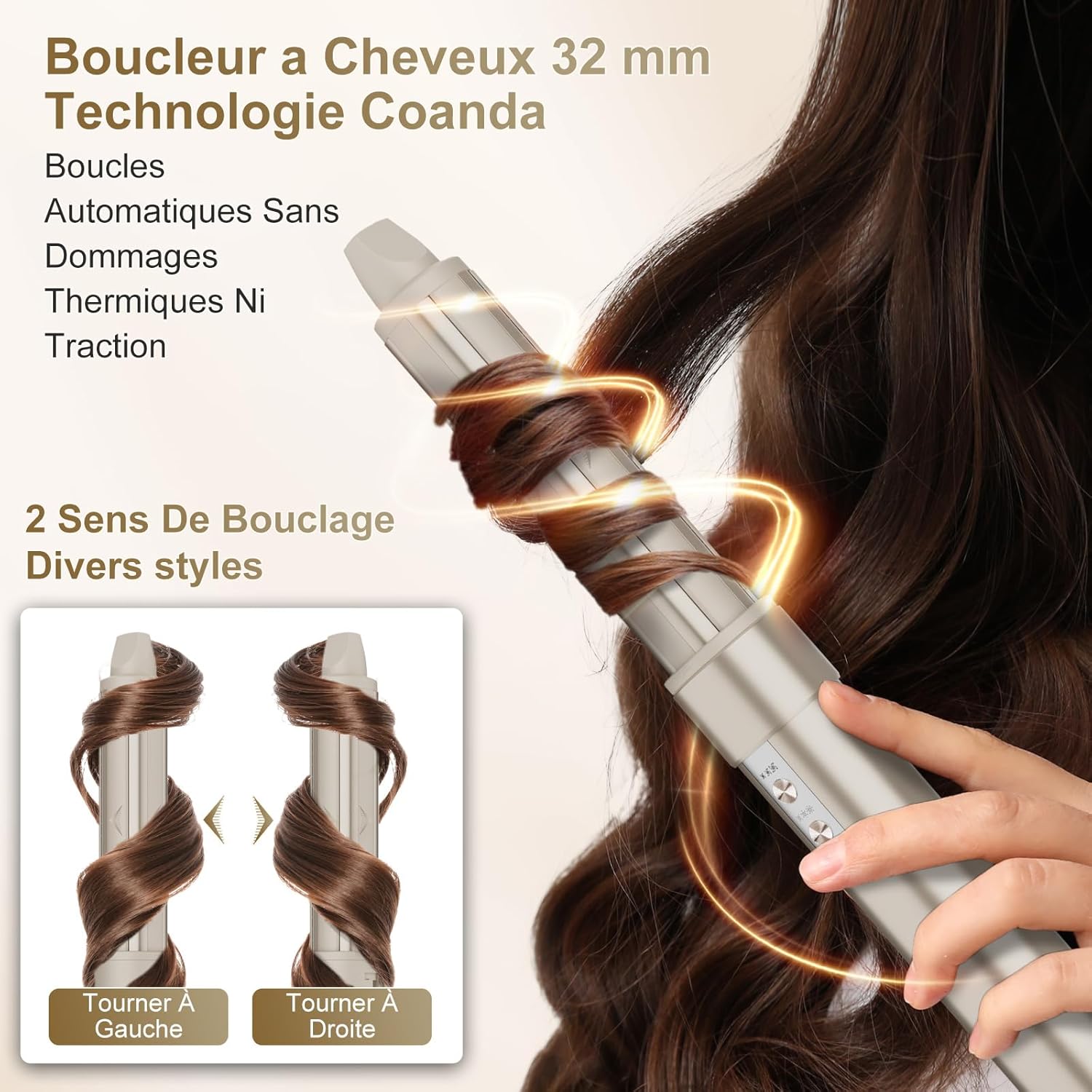 7MAGIC - Air Styler 6 en 1 - compact - ionique, boucleur automatique, brosse lissante, sac de voyage - 7MAGIC
