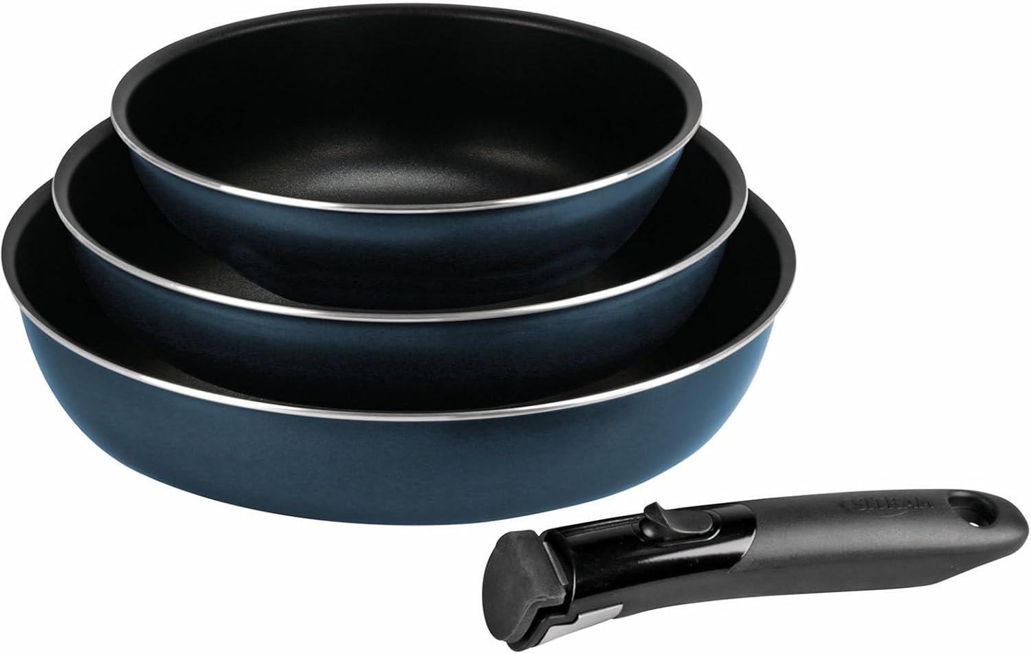 Sitram - Sitramovible - 3 poêles 20/24/28 cm - Aluminium, antiadhésif, manche amovible - 714253