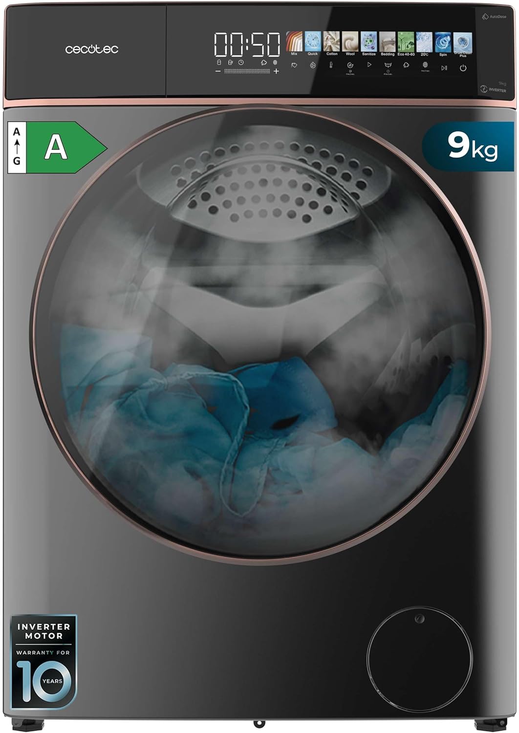 Cecotec - Bolero DressCode 9900 - 9kg, 1400tr/min, Autodose, écran 10,3