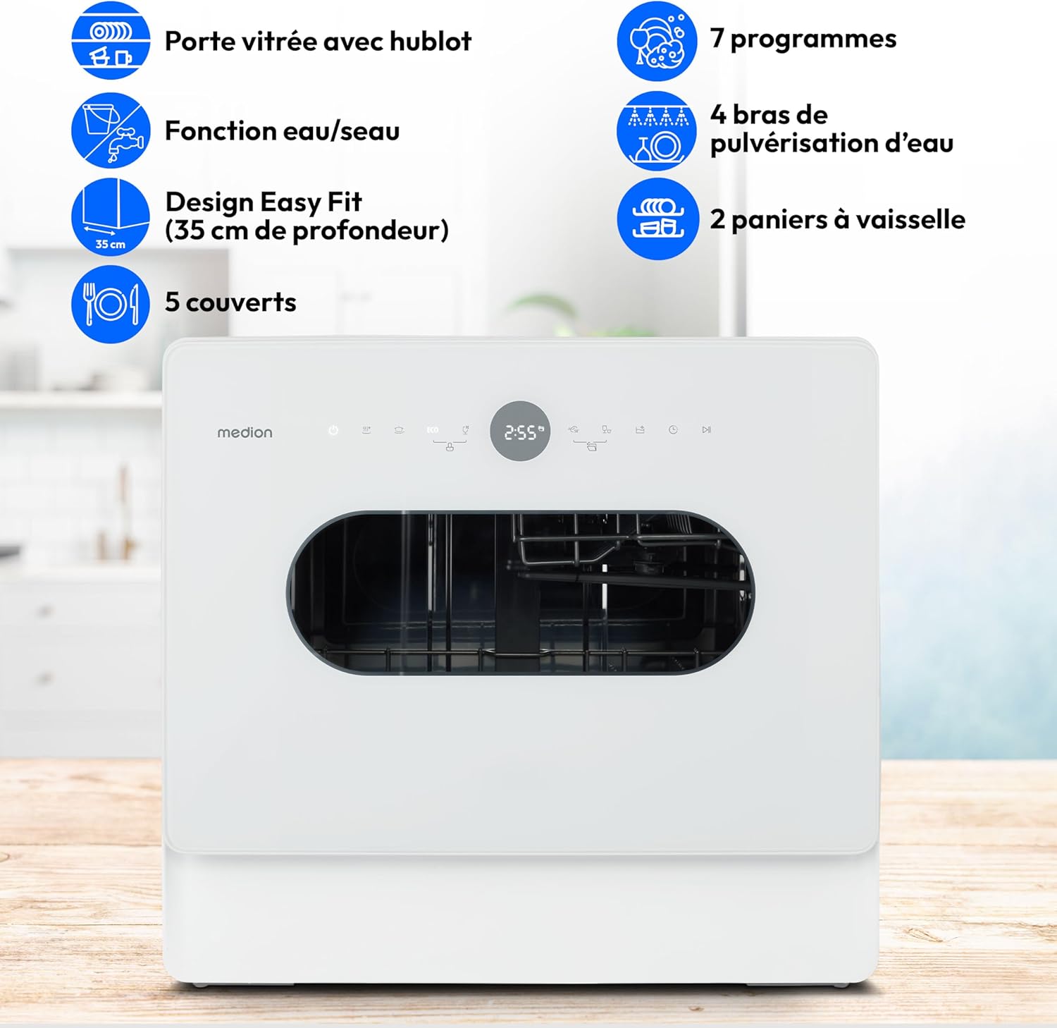 Medion - compact, 5 couverts, 7 programmes