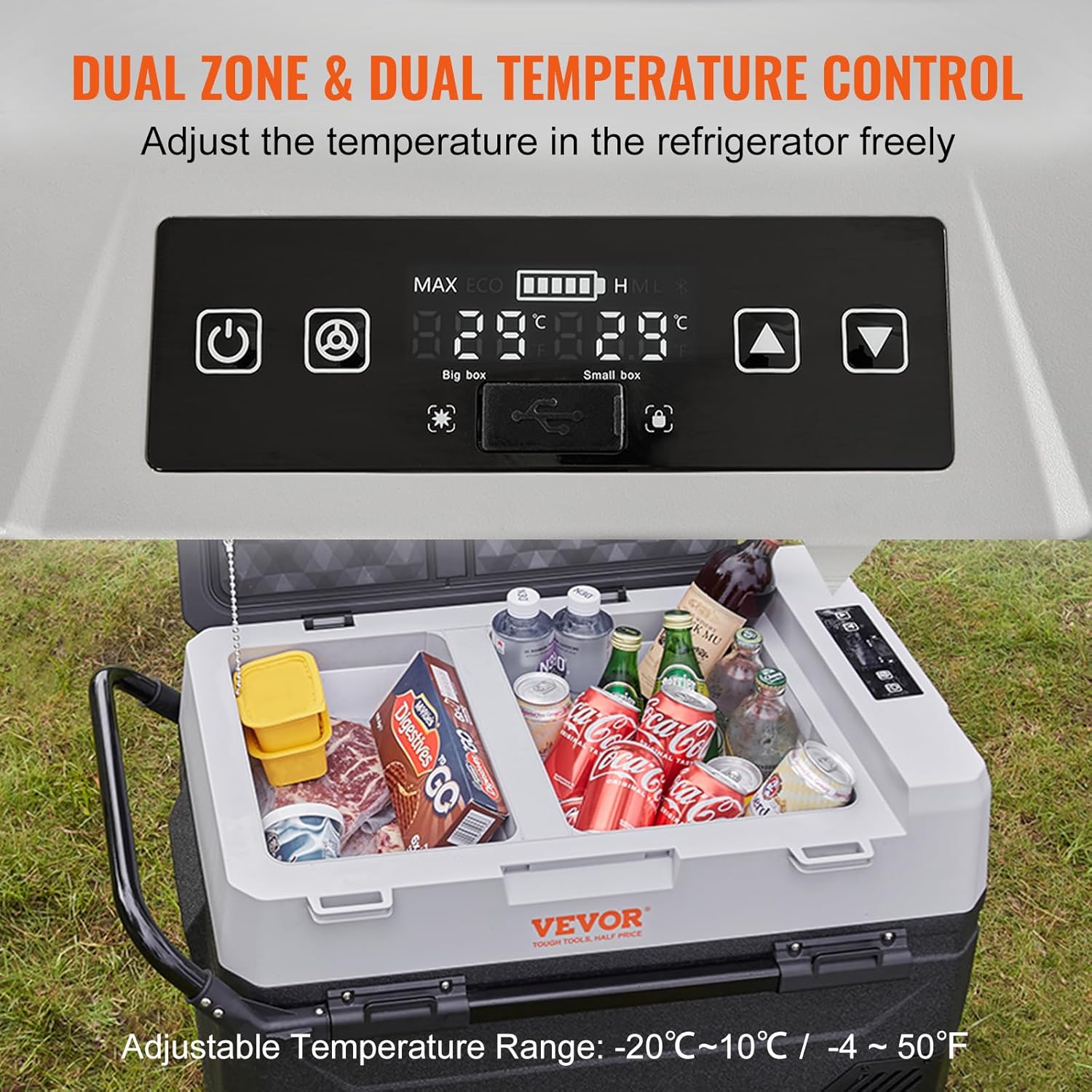 VEVOR - glacière électrique 38L - double zone, -20°C à 10°C, 0,708kWh