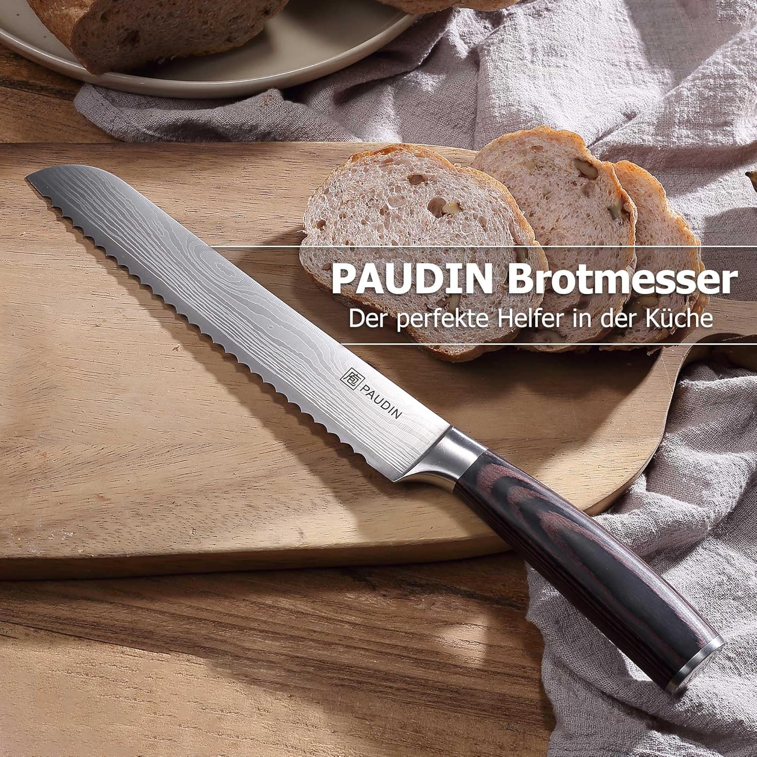 PAUDIN - Couteau à Pain Série Pro - 8 pouces - lame dentelée inox haut carbone