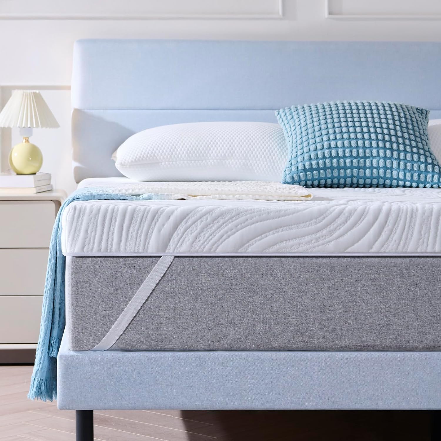 Surmatelas - mousse mémoire de forme gel - 90x190x10cm - épaisseur 10cm, housse amovible lavable, design antidérapant