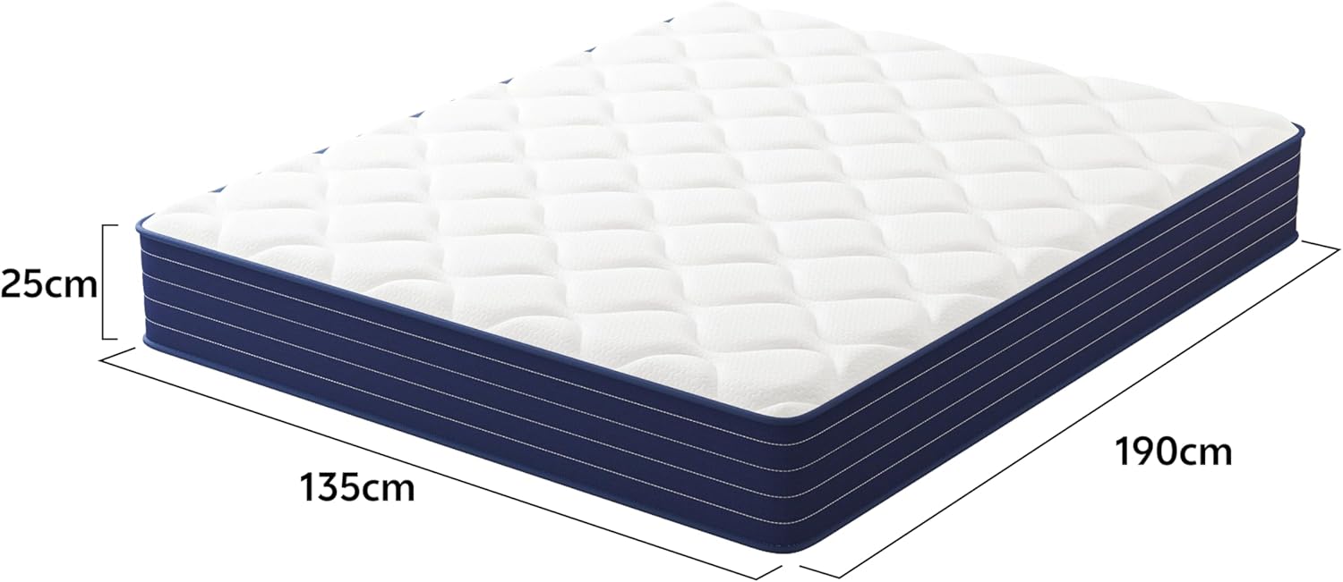PurrJoys - Hybride 135x190 cm - mousse mémoire, ressorts, moyen, respirant