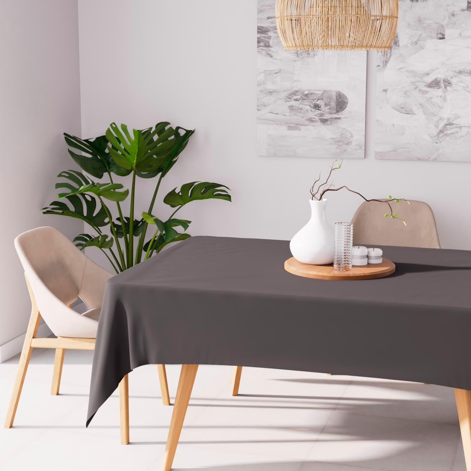 Soleil d'Ocre - Nappe Rectangle anti-tâches - 140x200 cm - polyester, coloris anthracite
